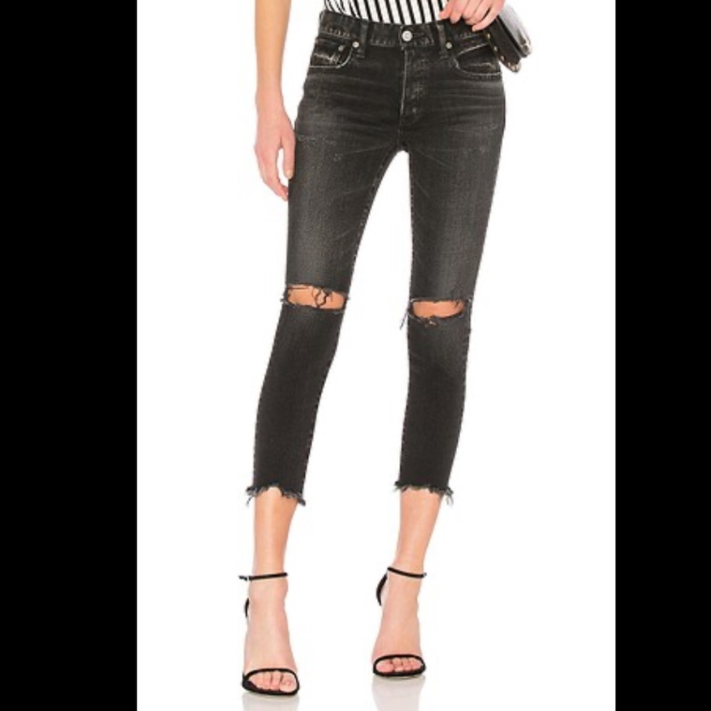 Moussy Vintage Fremont Skinny Distressed Jeans Black Size 28